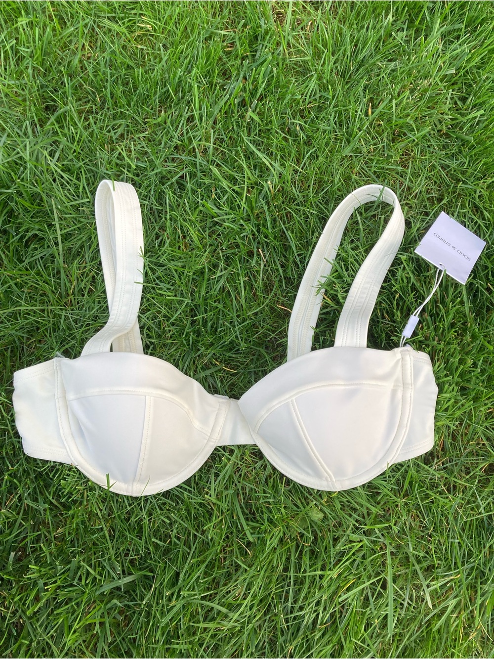 SOLID & STRIPED Lilo Balcony Bikini Top in Brule